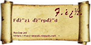 Füzi Árpád névjegykártya